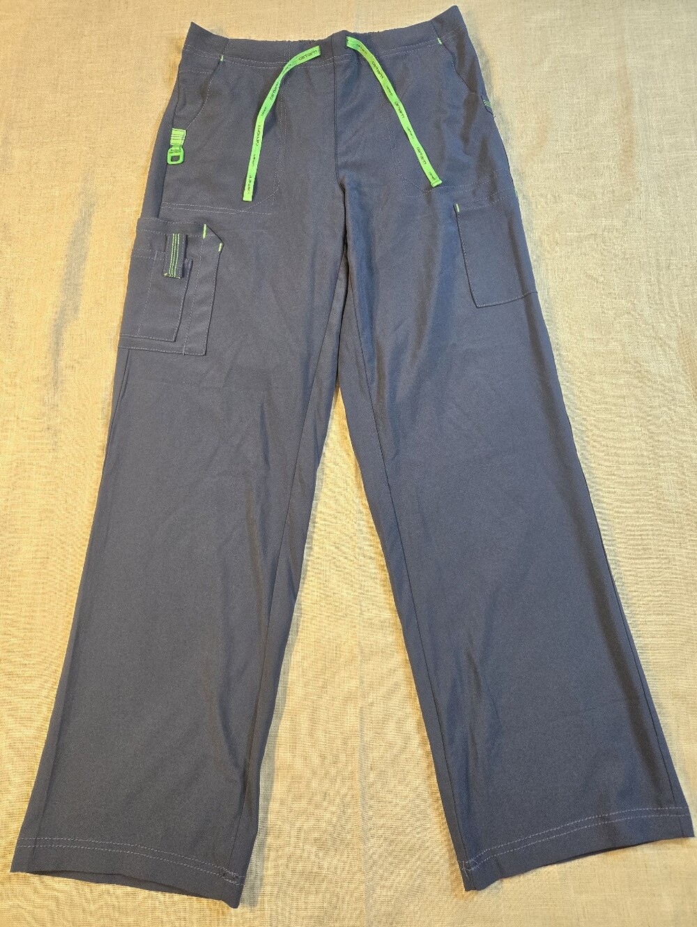 Carhartt Womens Small Force Cross-Flex Scrub Pants Navy Blue Lime Cargo C52110